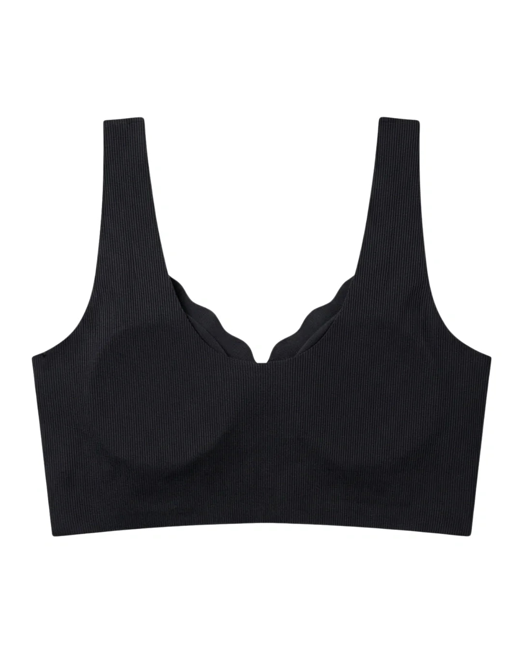 Seamless Front-Button Bra - Roselle Ribbed - Black