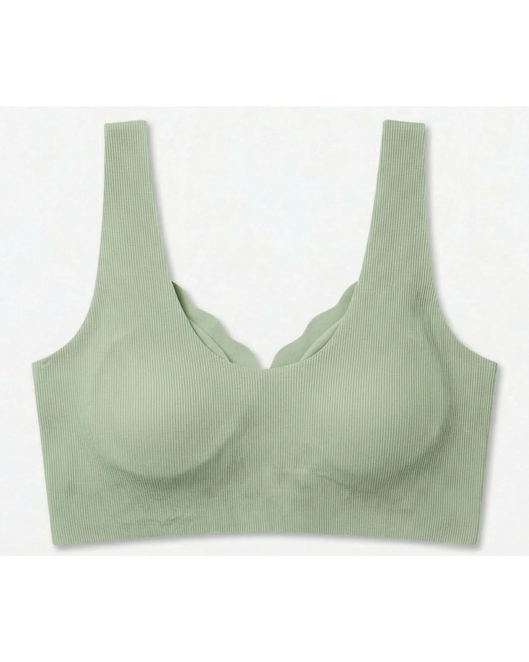 Seamless Front-Button Bra - Roselle Ribbed - Green