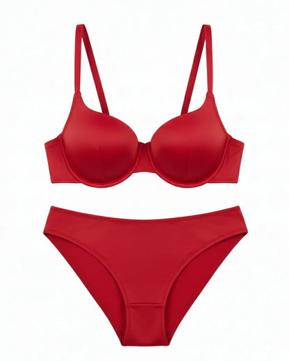 Non-Padded Bra Set -  Camille - Red