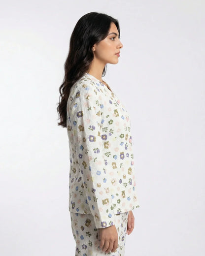 Summer Crinkled Pajama Suit - Pastel Bloom