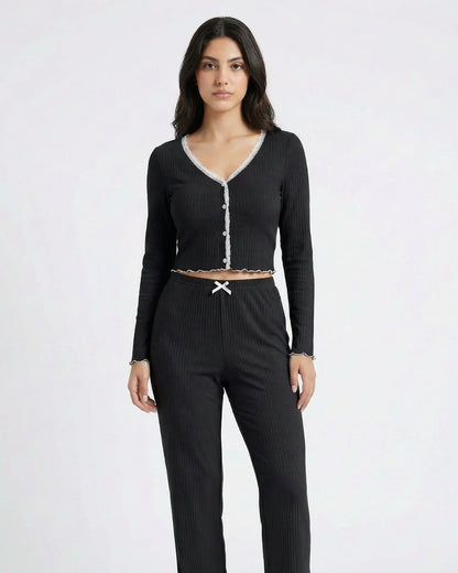 Cotton PJ Set - Mellow - Black