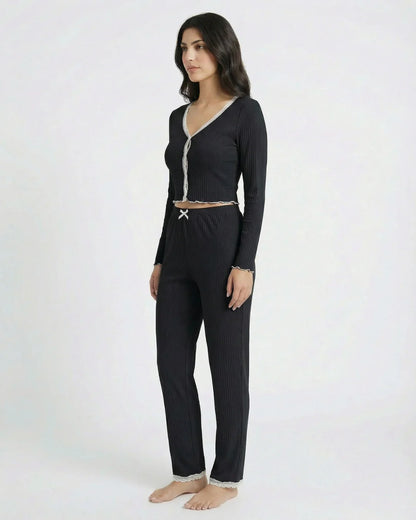 Cotton PJ Set - Mellow - Black