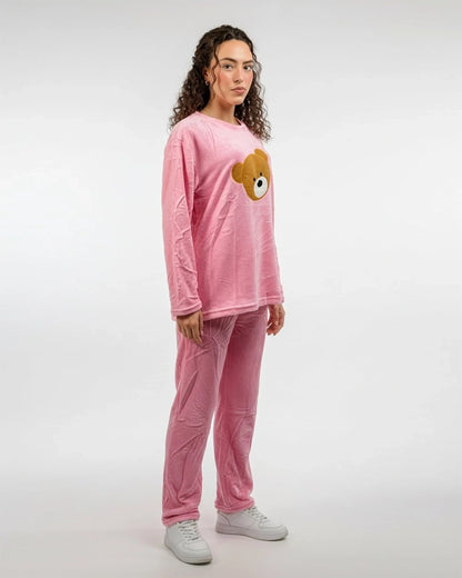 Fleece Pajama Suit - Teddy Pink