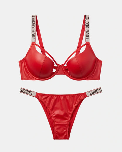 Non Padded Underwire Bra Set - True Fit - Red