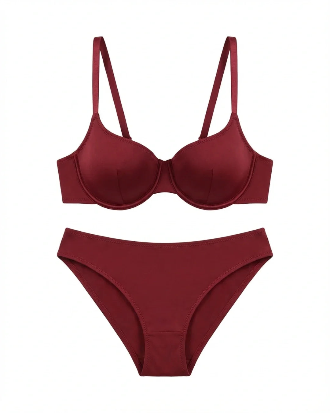 Non-Padded Bra Set -  Camille - Maroon