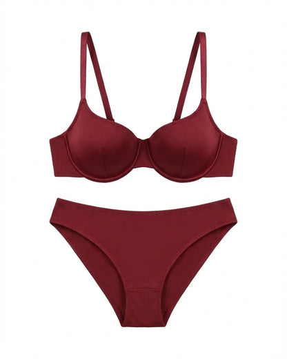 Non-Padded Bra Set -  Camille - Maroon