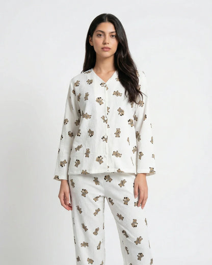 Summer Crinkled Pajama Suit - Little Teddy