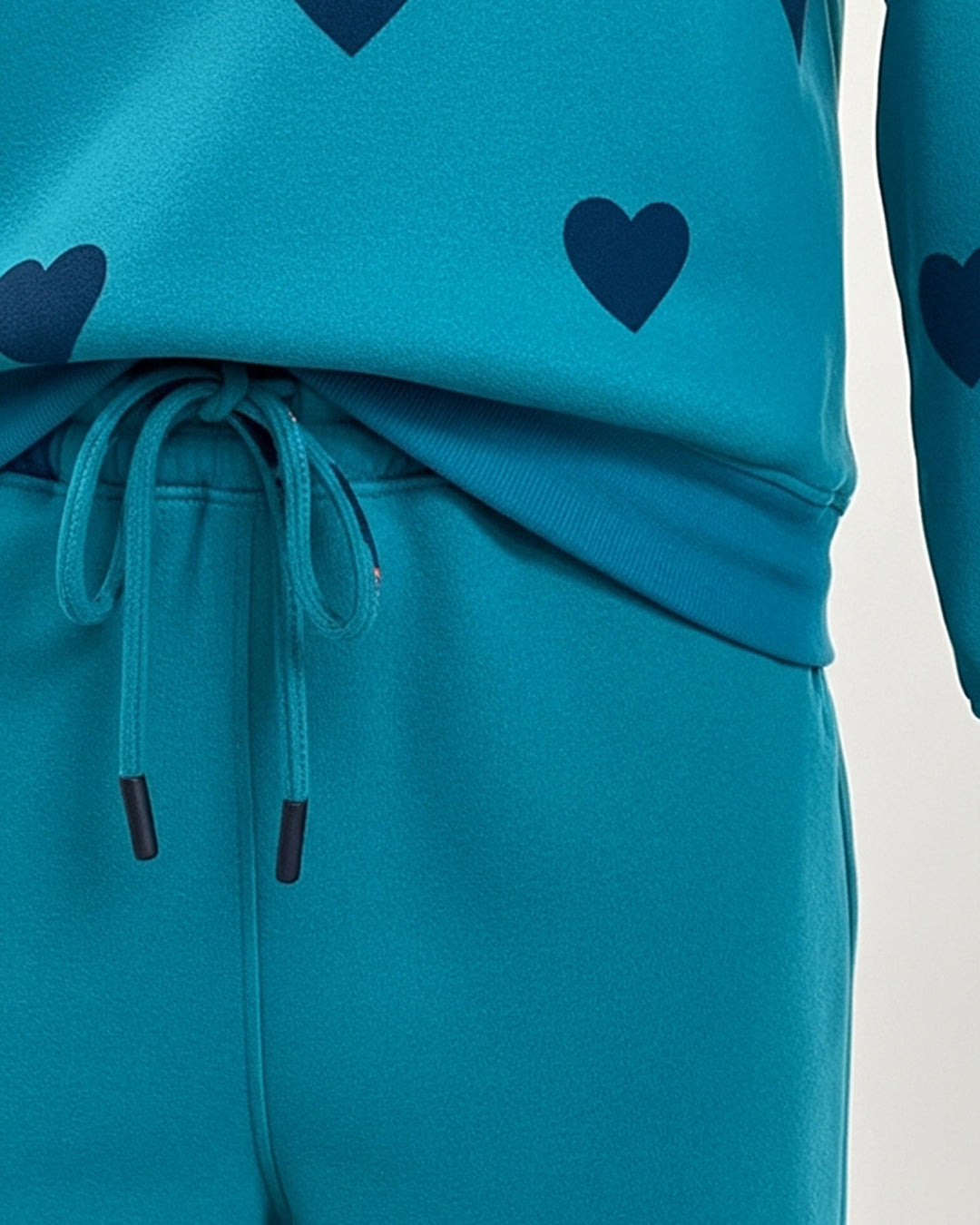 Fleece Pajama Set -Heart Cozy - Sea Green