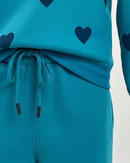 Fleece Pajama Set -Heart Cozy - Sea Green