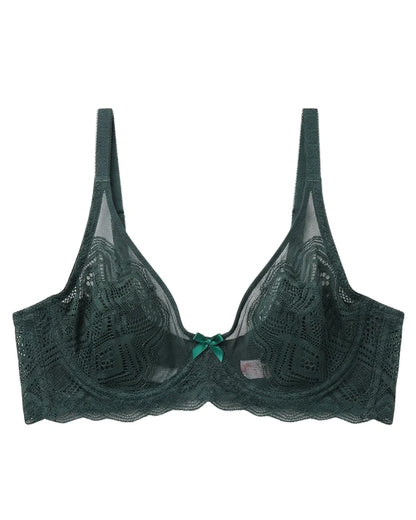 Non-Padded Lace Bra - June - Green