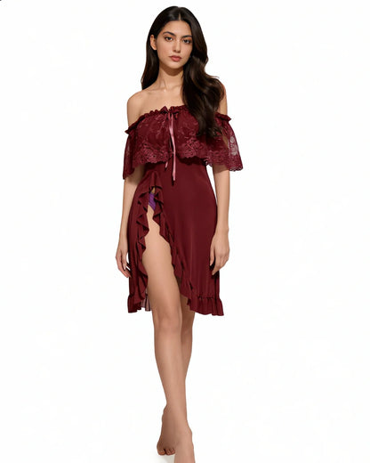 Babydoll Lingerie -Siren - Maroon