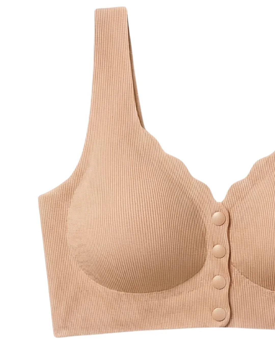 Seamless Front-Button Bra - Roselle Ribbed - Skin