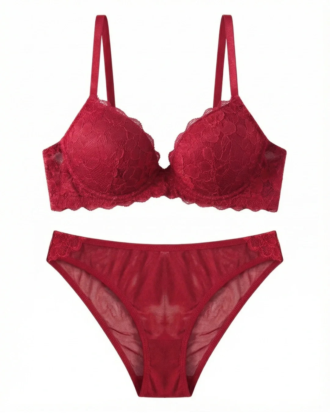 Padded Bra Set - Nerina - Red