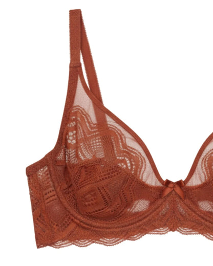 Non-Padded Lace Bra - June - Rust