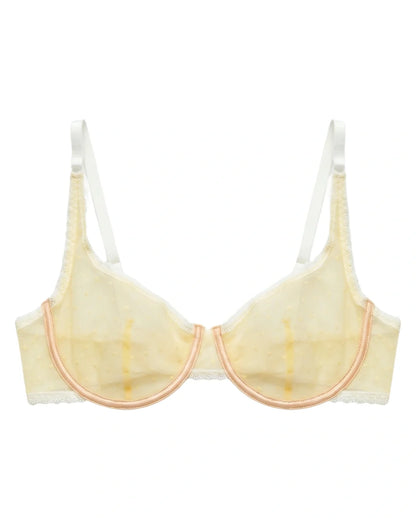 Non Padded Underwired Bra Set - Dot Mesh