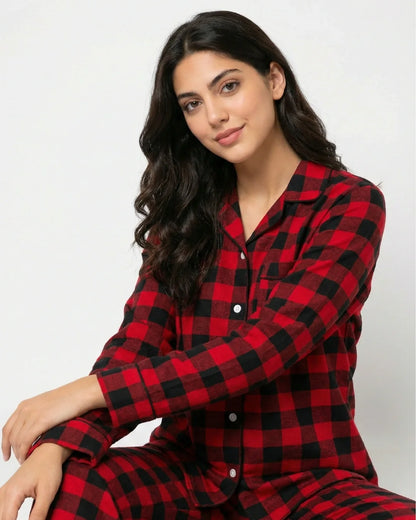 Linen Pajama Suit - Red Plaidra