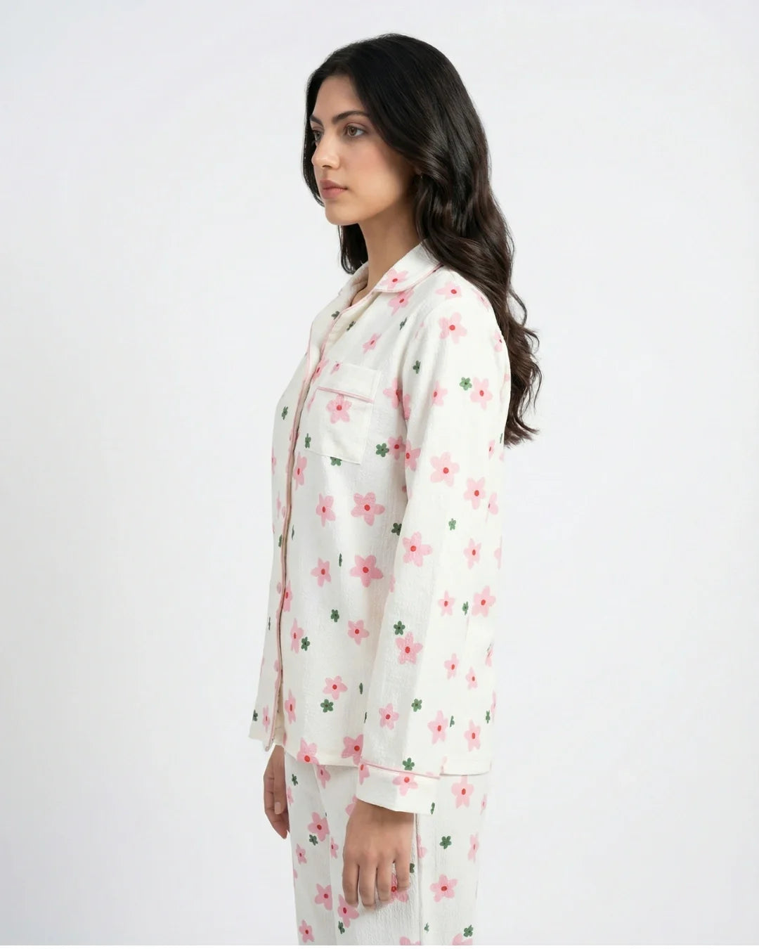 Summer Crinkled Pajama Suit - Floral Glam