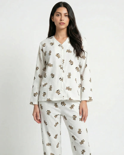 Summer Crinkled Pajama Suit - Little Teddy