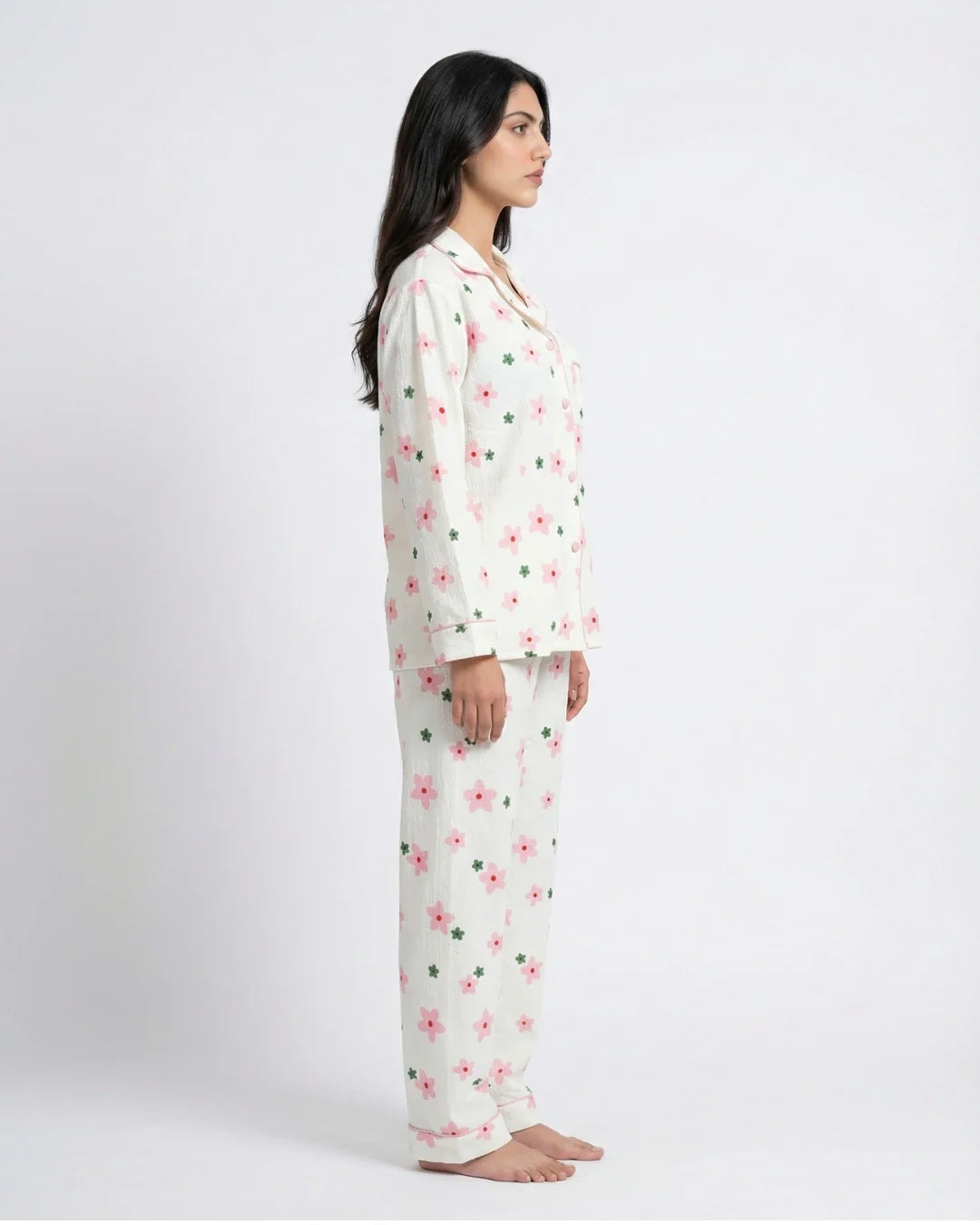 Summer Crinkled Pajama Suit - Floral Glam
