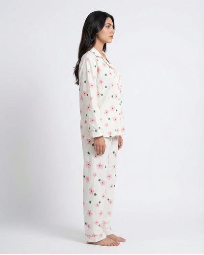 Summer Crinkled Pajama Suit - Floral Glam
