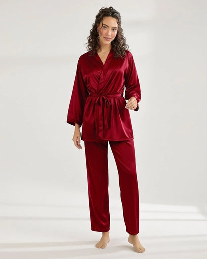 Silk PJ Set - Silk Lounge - Maroon