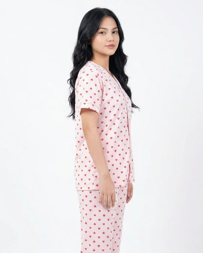Cotton PJ Set - Heart Bliss - Pink