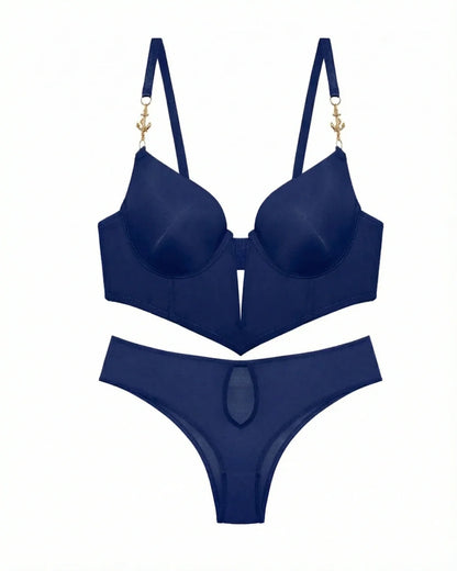 Padded Bra Set - Classic Shape - Blue