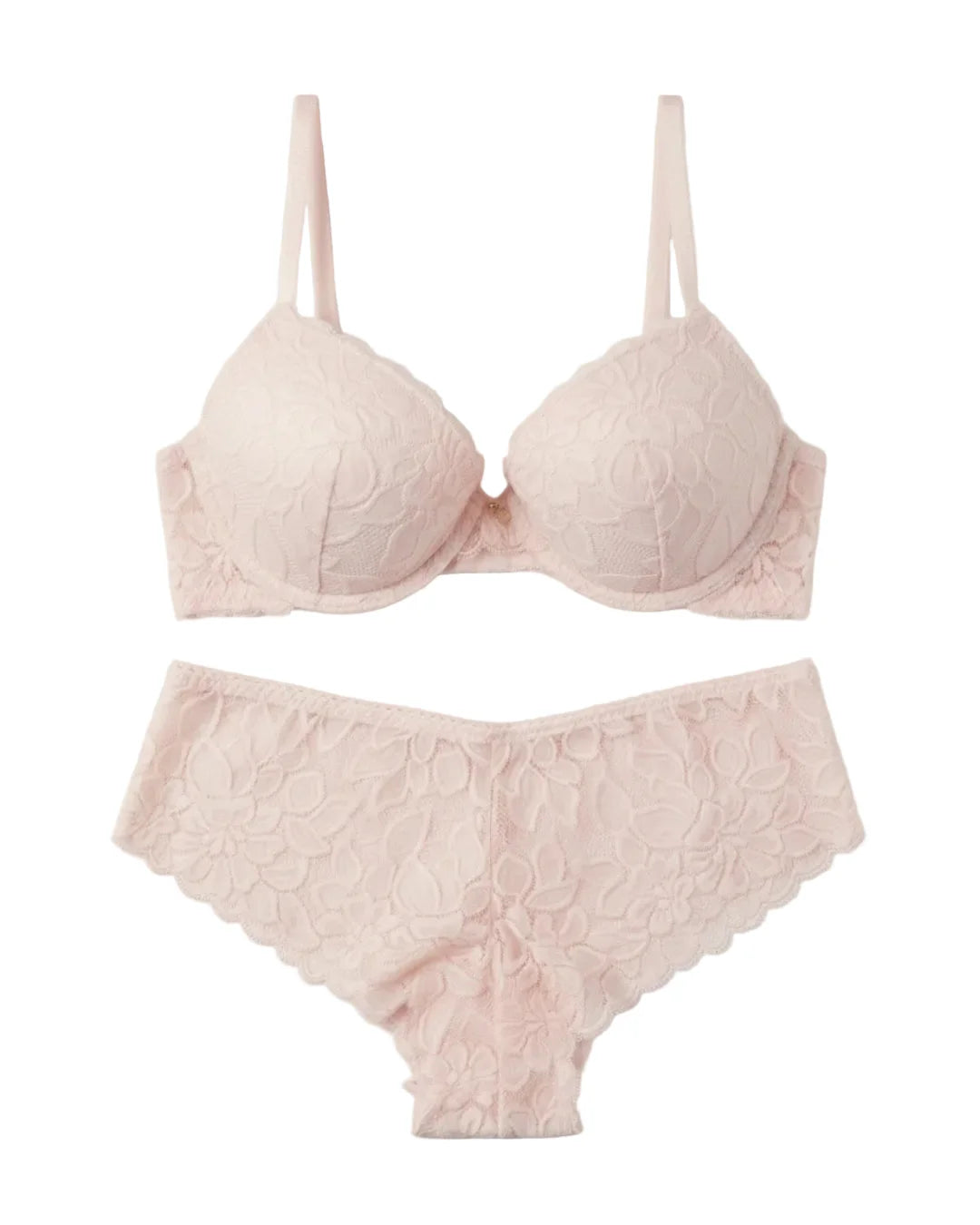 Padded Bra Set - Elviora - Baby Pink