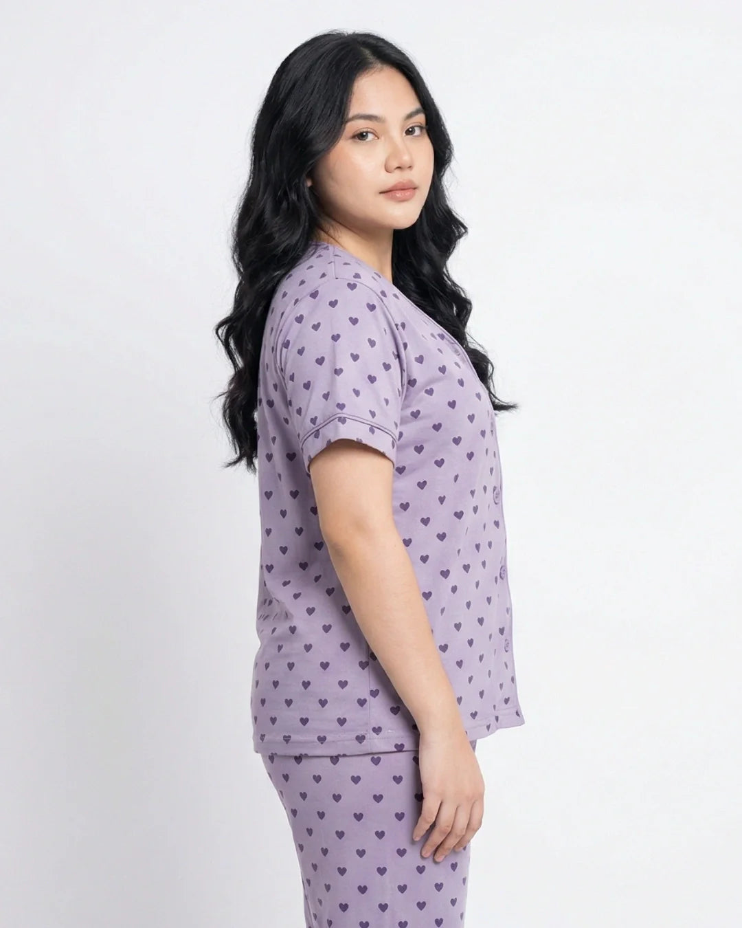 Cotton PJ Set - Heart Bliss - Purple