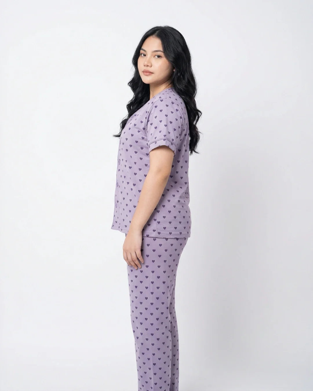 Cotton PJ Set - Heart Bliss - Purple