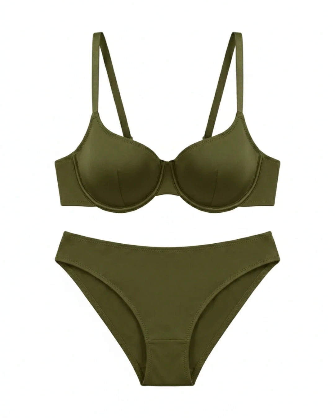 Non-Padded Bra Set -  Camille - Olive