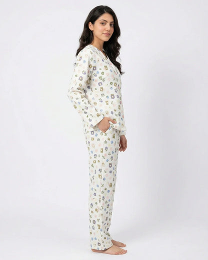 Summer Crinkled Pajama Suit - Pastel Bloom