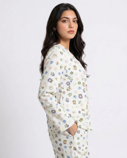 Summer Crinkled Pajama Suit - Pastel Bloom