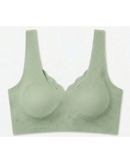 Seamless Front-Button Bra - Roselle Ribbed - Green