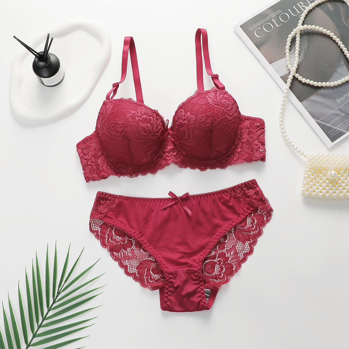 Bra Set -  Embro - Maroon