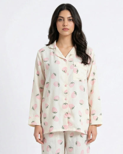Summer Crinkled Pajama Suit - Juicy Blush