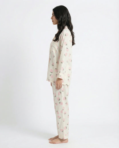 Summer Crinkled Pajama Suit - Juicy Blush