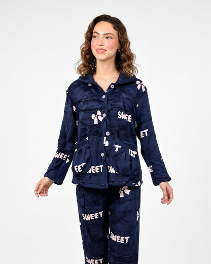 Fleece Pajama Suit - Night Petal